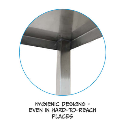 Stainless steel heavy duty table with rear tie bar