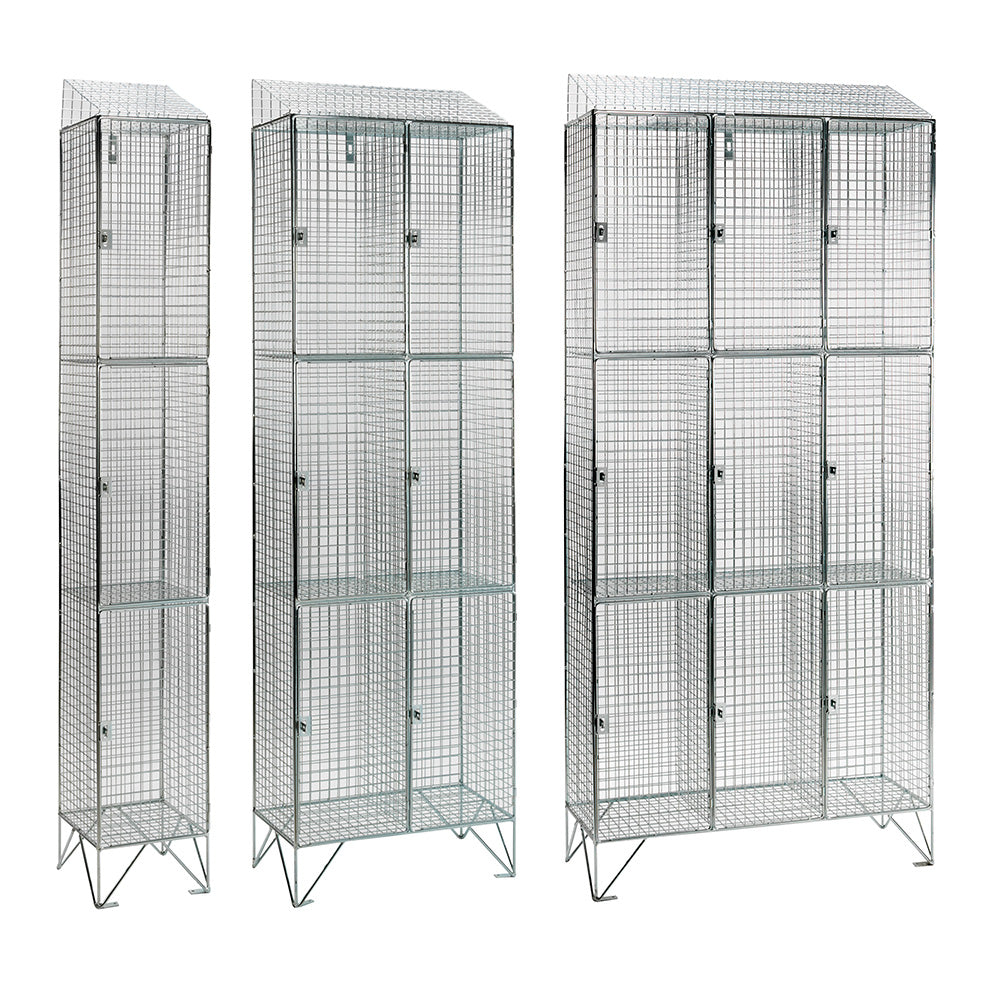 Stainless steel wire mesh lockers with sloping top