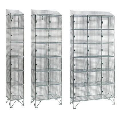 Stainless steel wire mesh lockers with sloping top