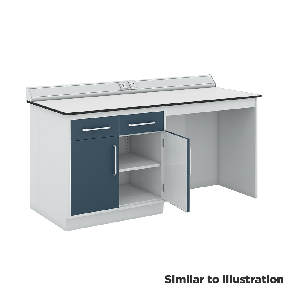 Laboratory workbench and storage range with Trespa® TopLab® PLUS worktops