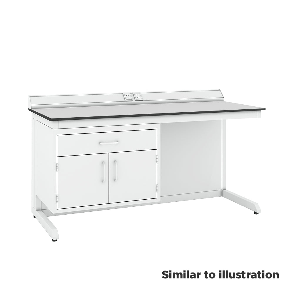 Laboratory workbench and storage range with Trespa® TopLab® PLUS worktops