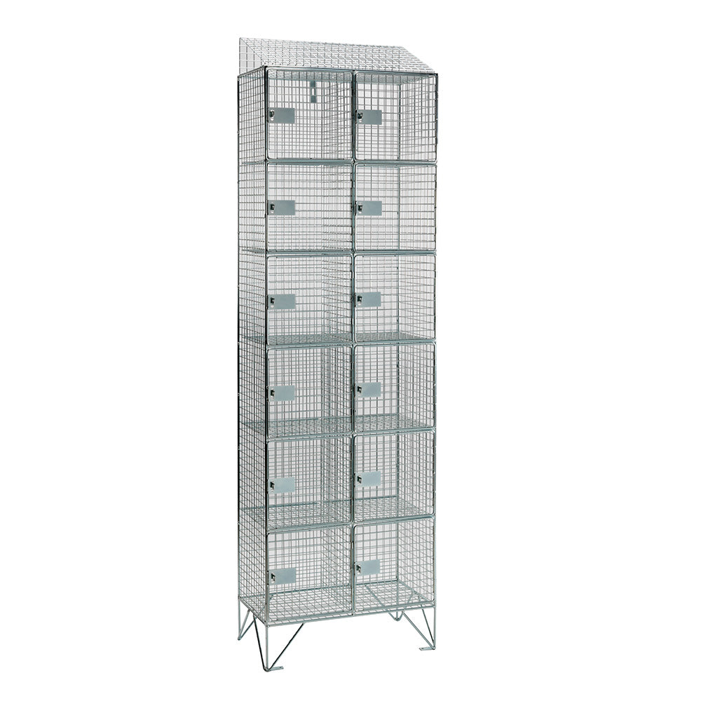 Mild steel wire mesh lockers with sloping top