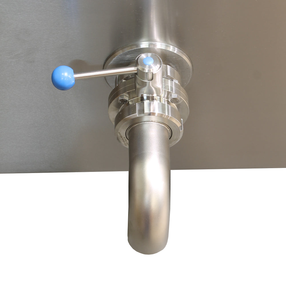 Mobile electric commercial boiling pan with indirect heat and pneumatic stirrer, 400L