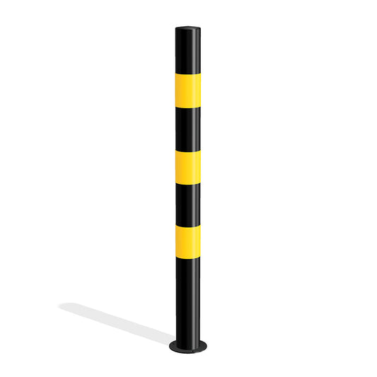 Mild steel black and yellow bollard (bolt down)
