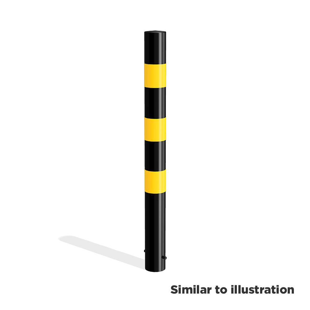 Mild steel black and yellow bollard (concrete in)