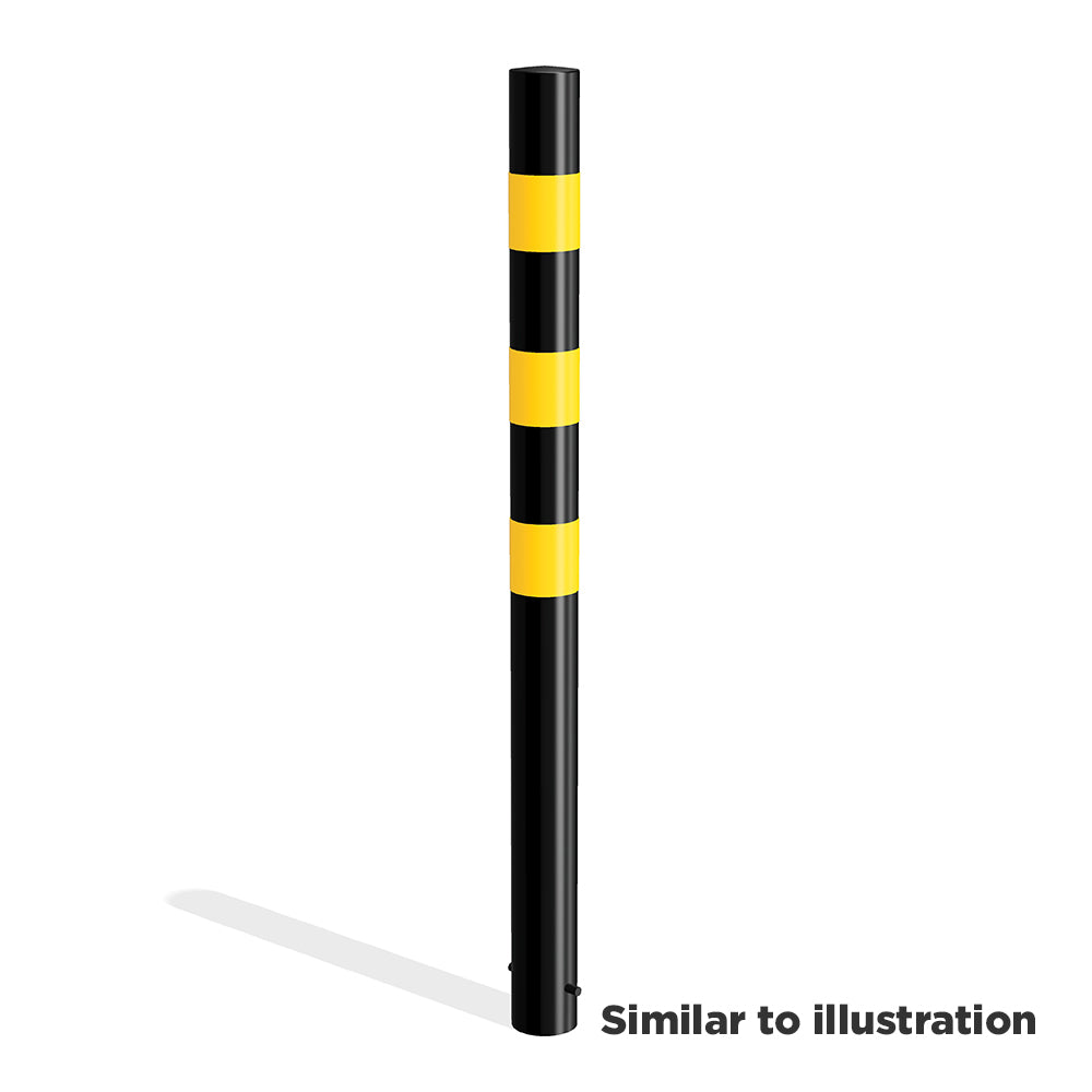 Mild steel black and yellow bollard (concrete in)