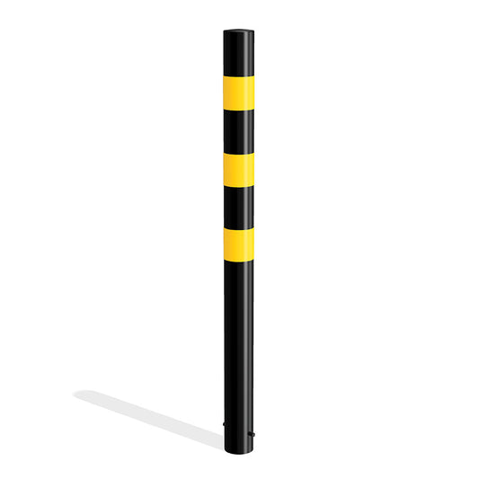 Mild steel black and yellow bollard (concrete in)