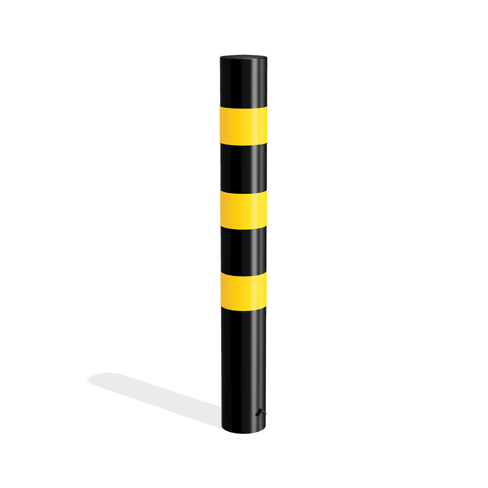 Mild steel black and yellow bollard (concrete in)