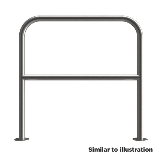 Stainless steel protection barrier, bolt down with horizontal rail