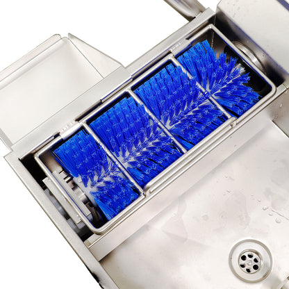 Single station motorised sole washer with handheld brush