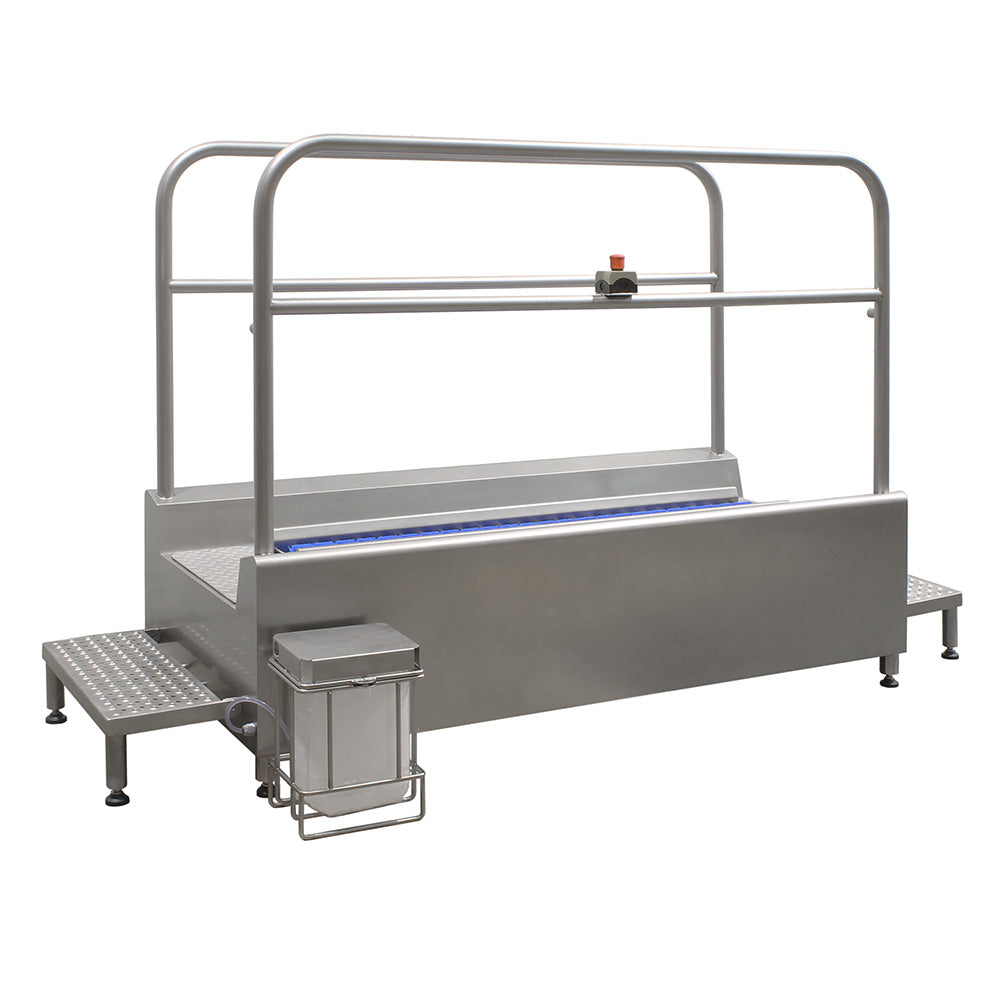 Motorised walk through sole washer