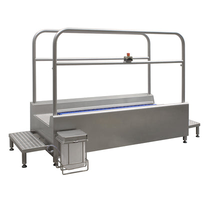 Motorised walk through sole washer