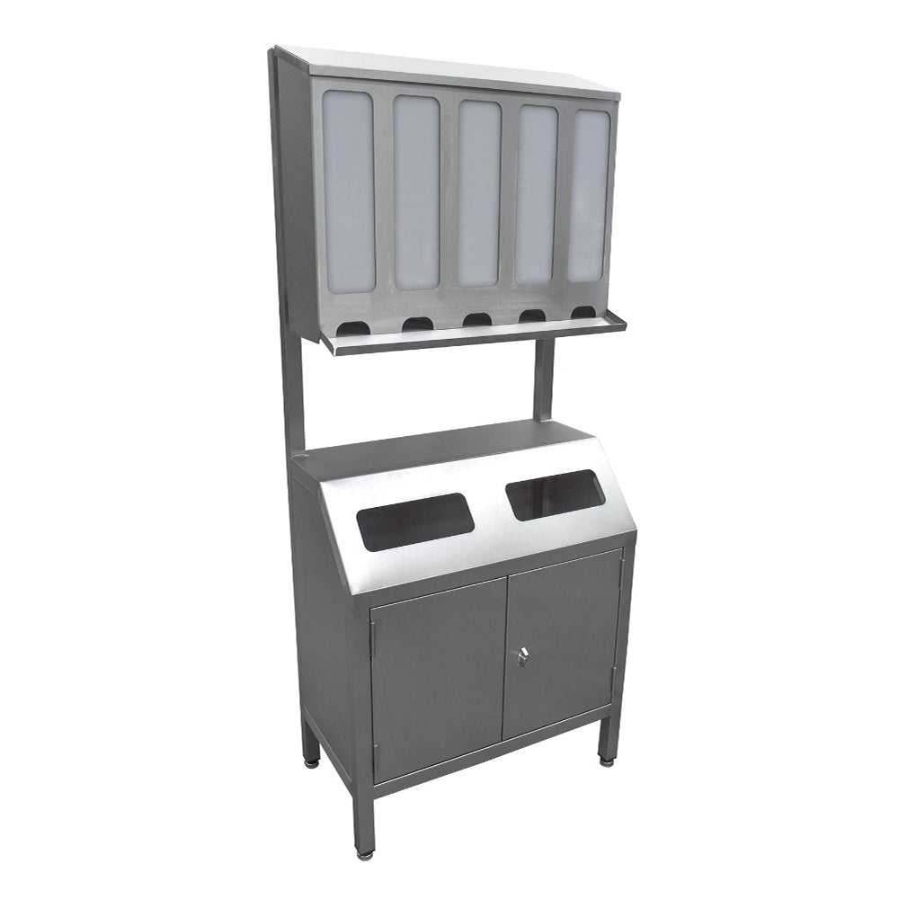 Freestanding five station PPE dispenser