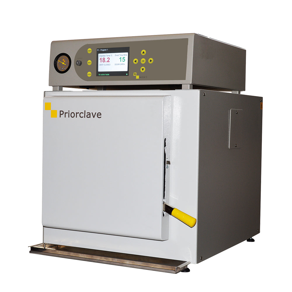 Priorclave Base bench-top front loading autoclaves, electrically heated