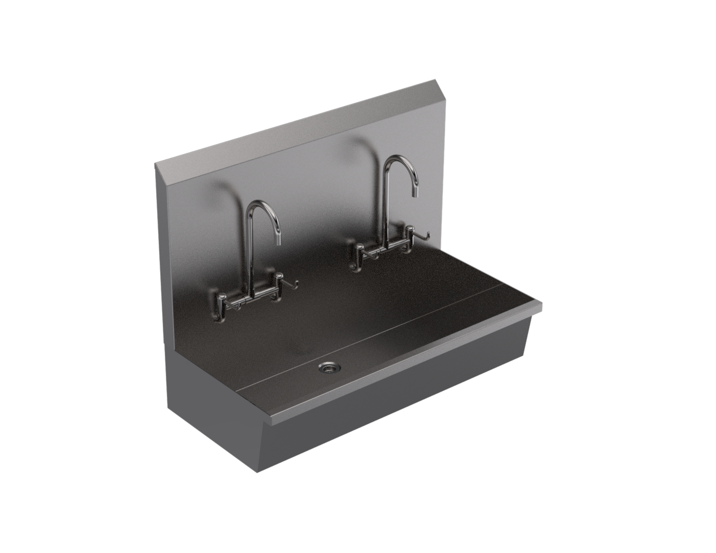 Stainless steel two station scrub sink