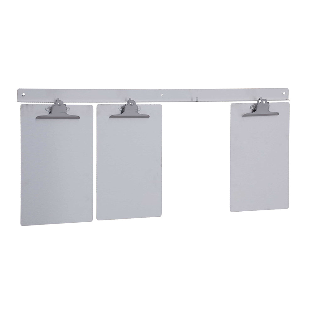 Stainless steel hanging racks for clipboards