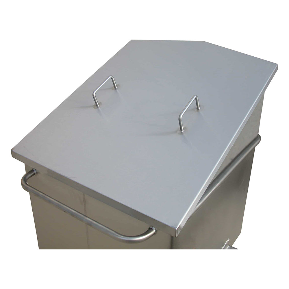 Stainless steel chuted tote bin lid