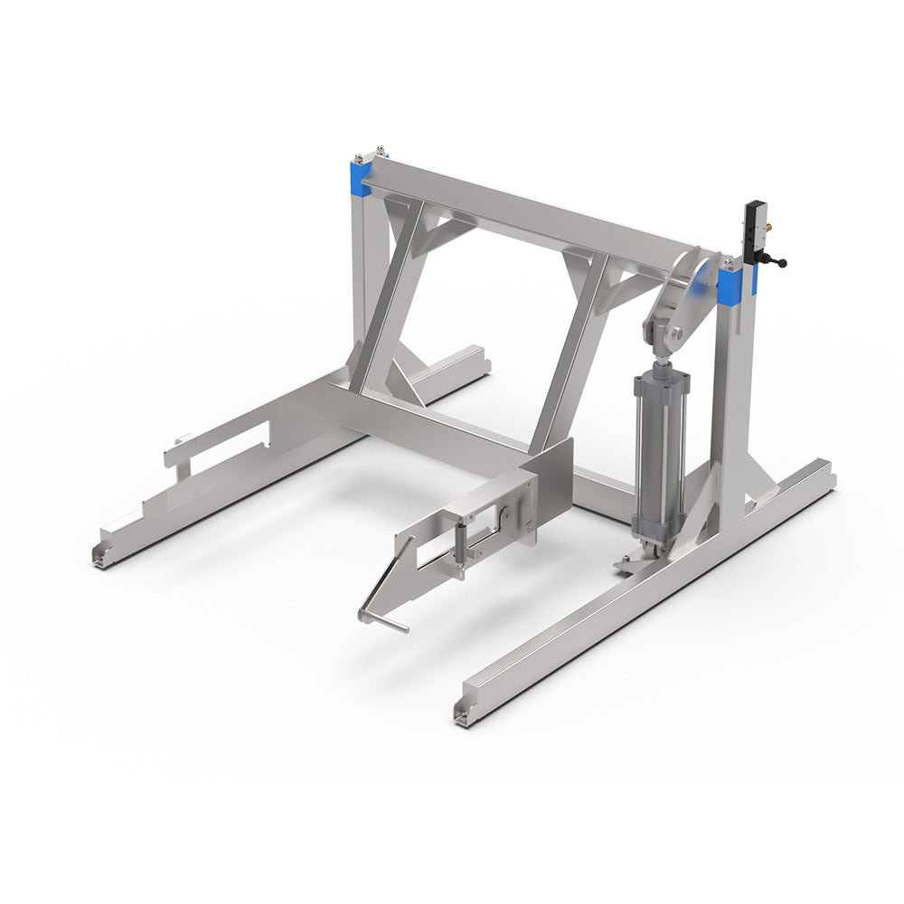 Tote bin pneumatic washing frame