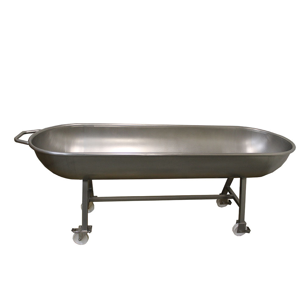 Meat processing trough with round sides