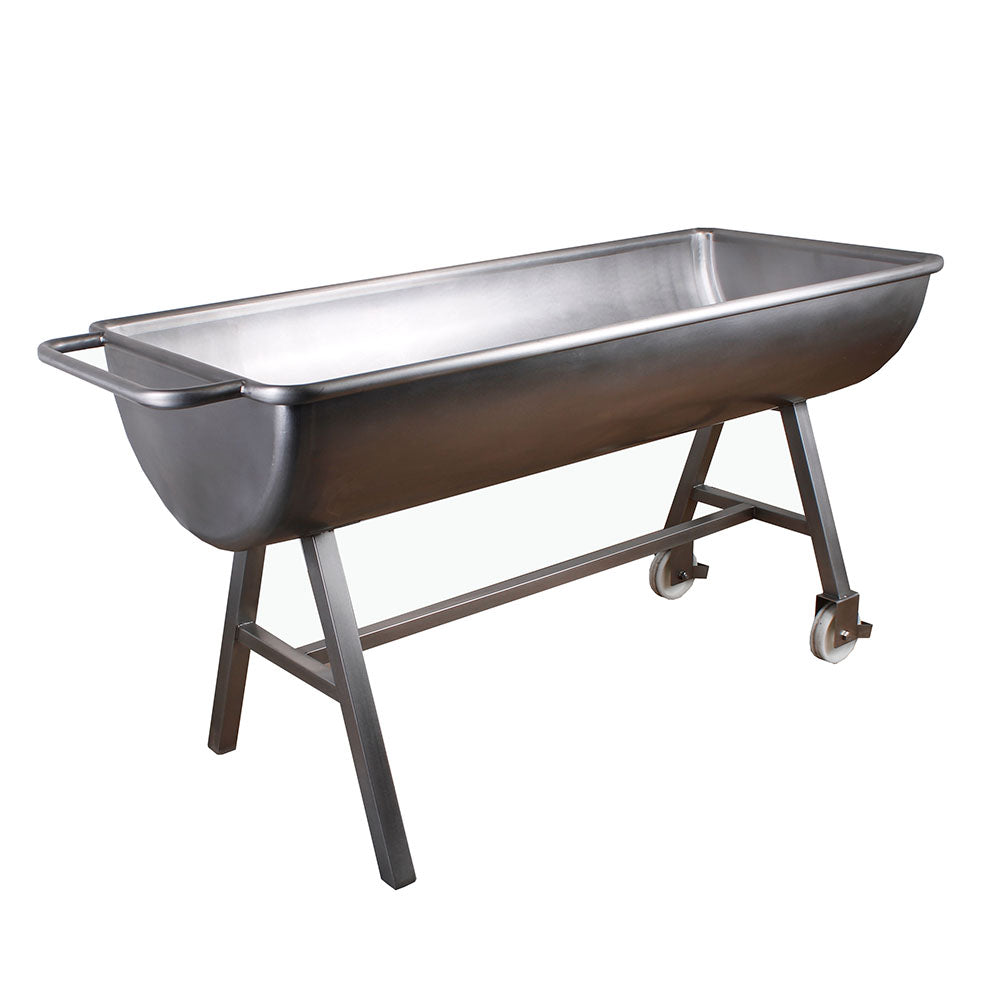 Meat processing trough with straight sides