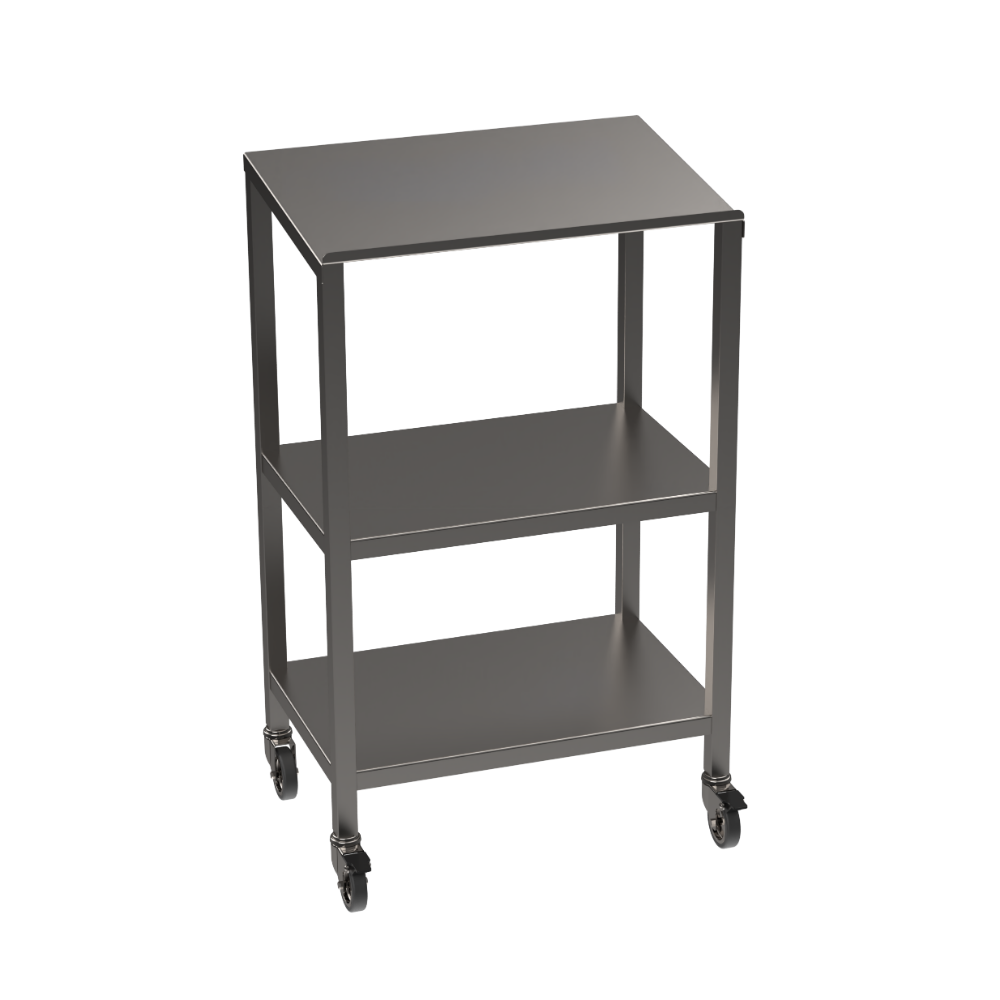 Stainless steel lectern with double undershelf