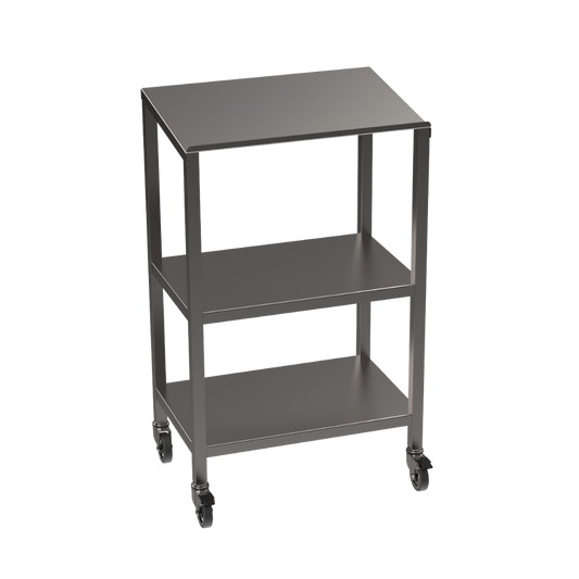 Stainless steel lectern with double undershelf