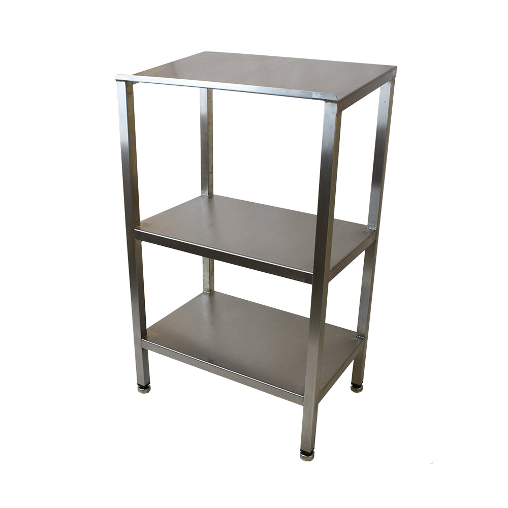 Stainless steel lectern with double undershelf