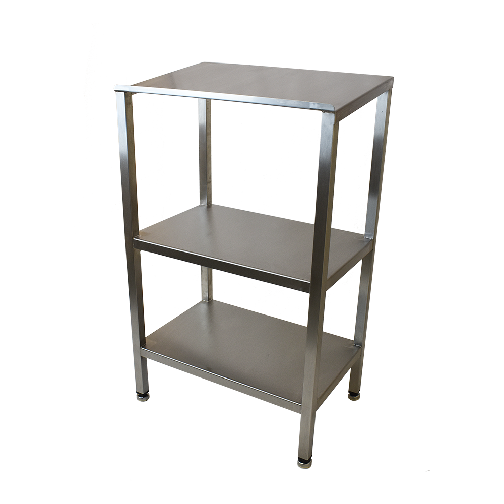Stainless steel lectern with double undershelf
