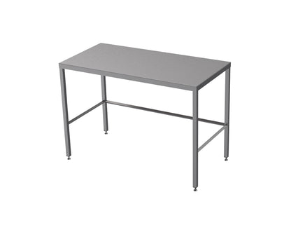 Stainless steel light duty table with diamond rear tie bar