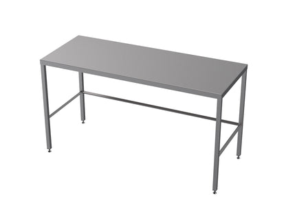 Stainless steel light duty table with diamond rear tie bar
