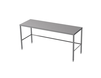 Stainless steel light duty table with diamond rear tie bar