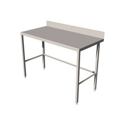 Stainless steel light duty table with diamond rear tie bar