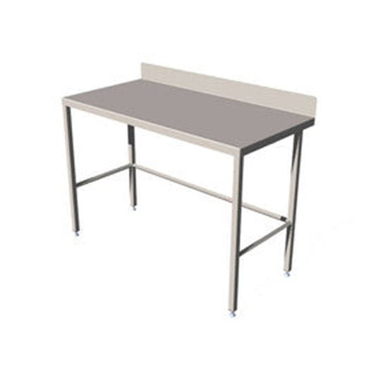 Stainless steel light duty table with diamond rear tie bar