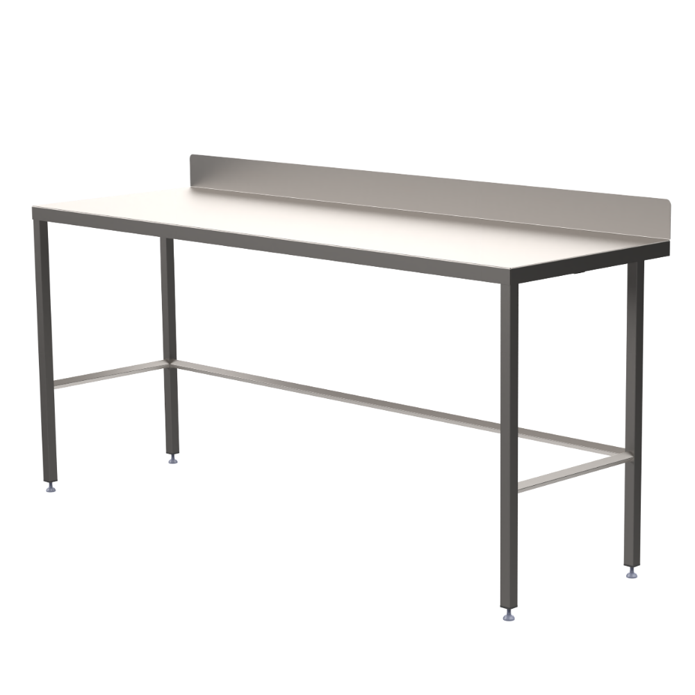 Stainless steel light duty table with diamond rear tie bar
