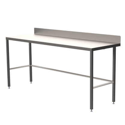 Stainless steel light duty table with diamond rear tie bar