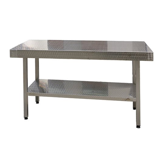 Stainless steel circular polished table with solid undershelf
