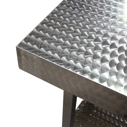 Stainless steel circular polished table with solid undershelf