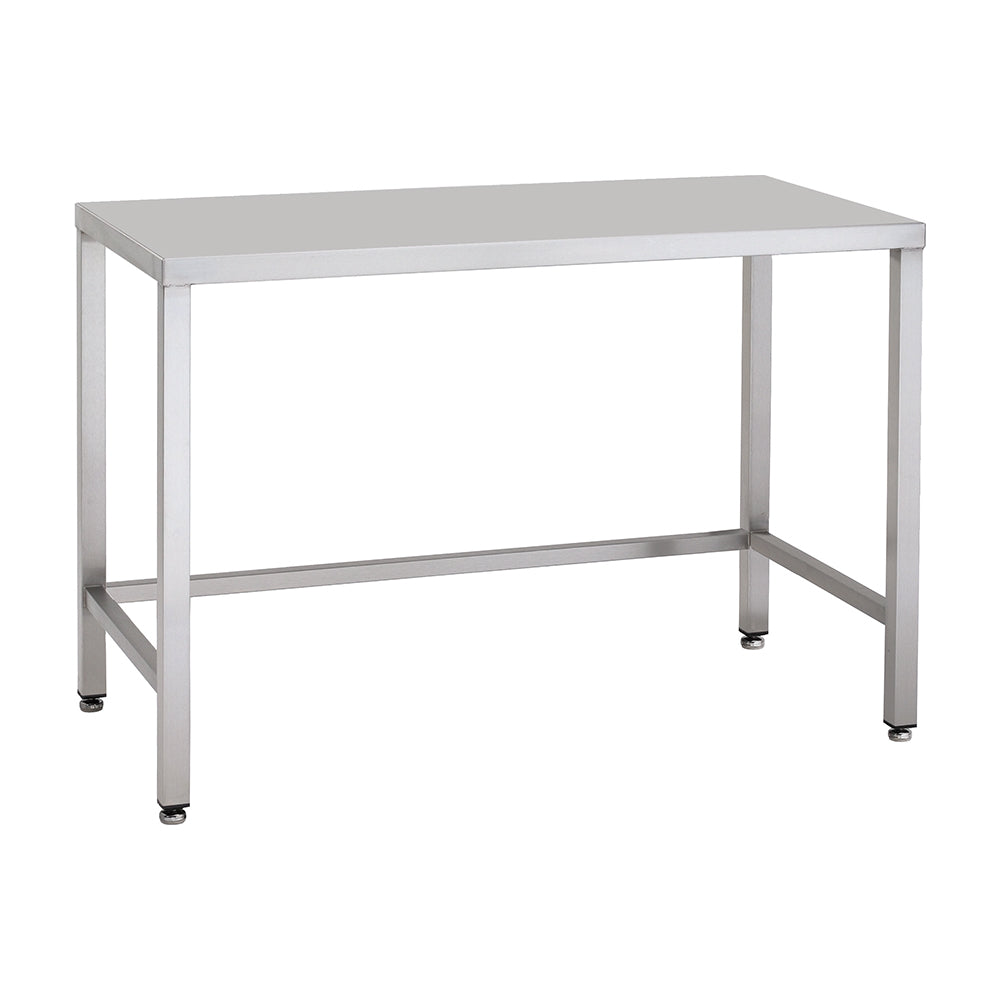 Stainless steel static desk with rear rail
