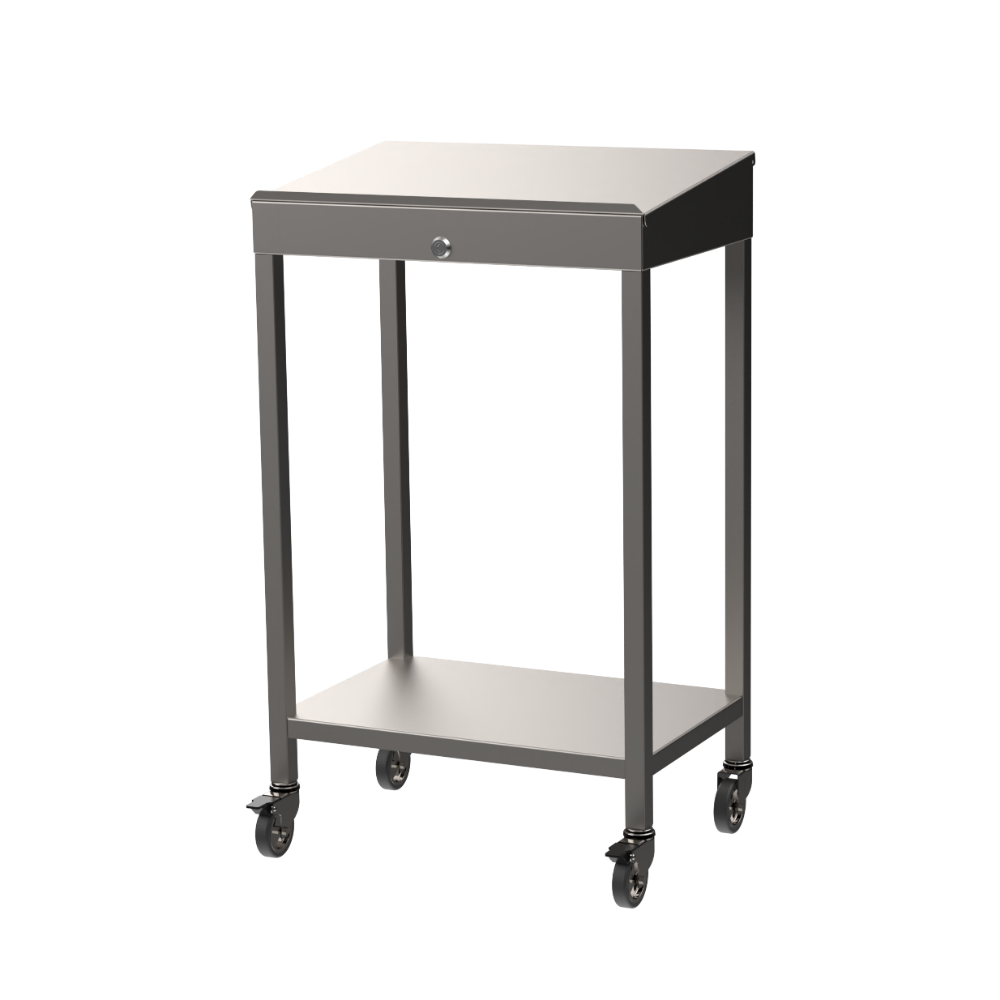 Stainless steel writing desk with undershelf