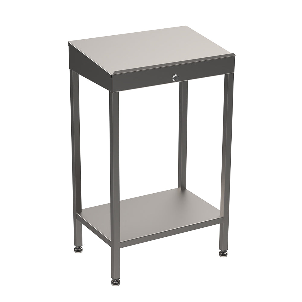 Stainless steel writing desk with undershelf
