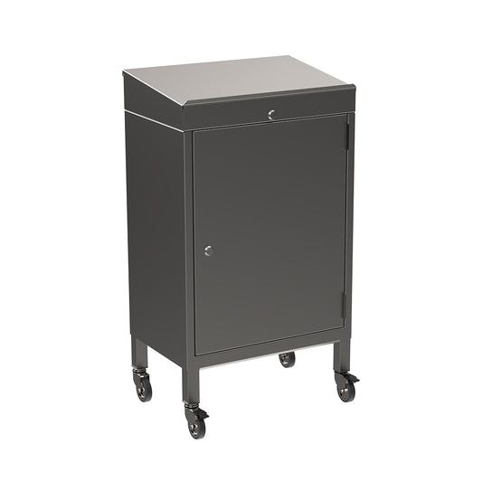Stainless steel writing desk with cupboard