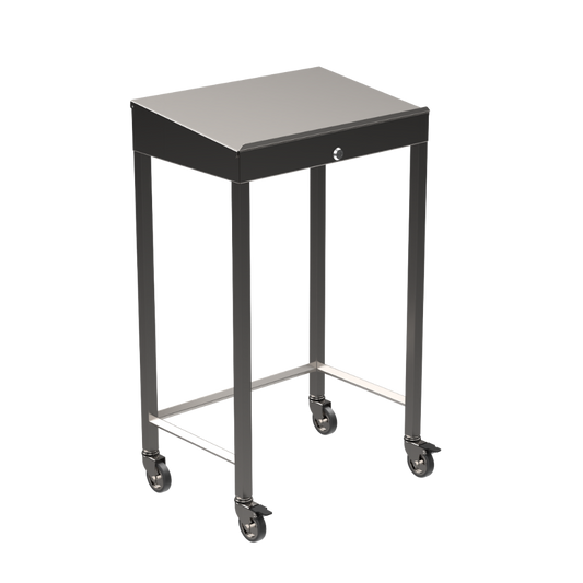Stainless steel writing desk with diamond rear tie bar