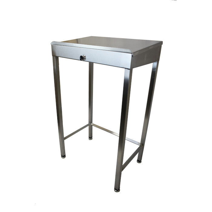 Stainless steel writing desk with diamond rear tie bar