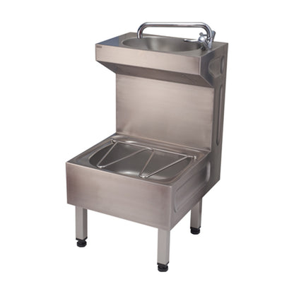 Janitorial sink with hinged stainless steel grid