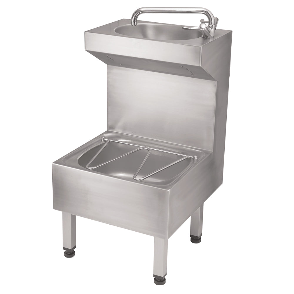 Janitorial sink with hinged stainless steel grid