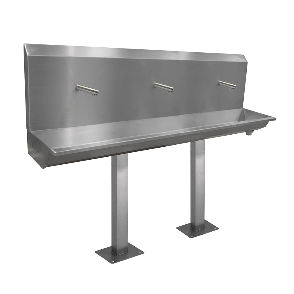 Stainless steel three station sensor operated wash trough