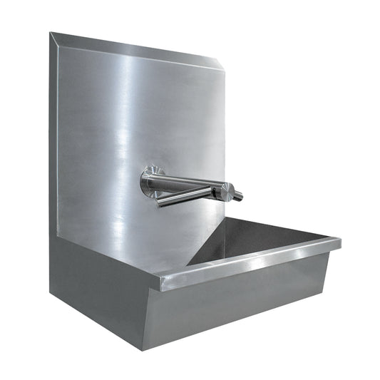 Stainless steel three station wash trough with Dyson Airblade wash + dry tap
