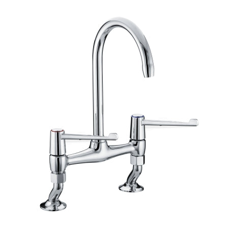 Deck mounted mixer bridge tap with levers