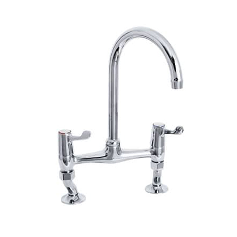 Deck mounted mixer bridge tap with levers