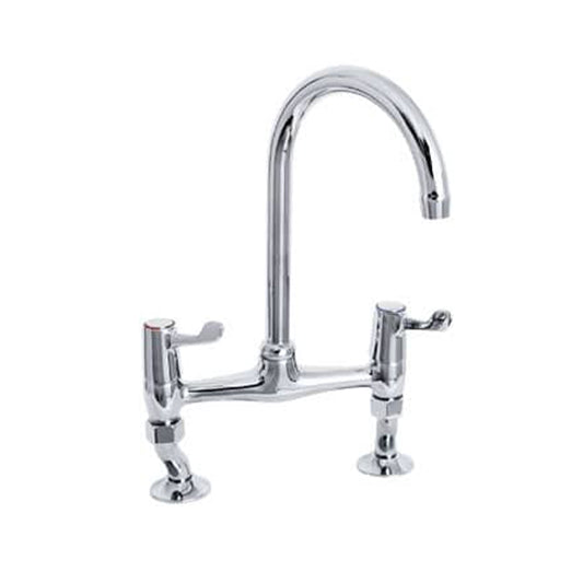 Deck mounted mixer bridge tap with levers